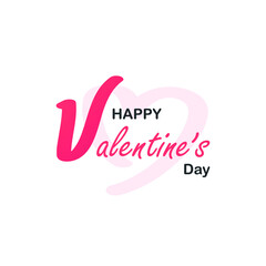 Fototapeta na wymiar Lettering of Happy Valentines Day. Valentines Day greeting card template with typography text happy valentine`s day with heart shape isolated on white background. Vector illustration