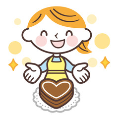 Heart cake and woman