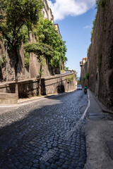 Sorrento, Italy - July 2019: Old city street of Sorrento in Italy