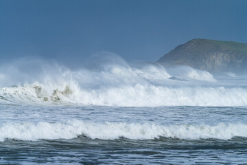 Swell in the Cantabrian Sea in the area of Cabo Oyambre between San Vicente de la Barquera and...