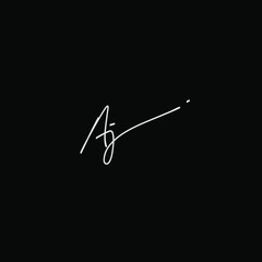 aj handwritten logo for identity black background
