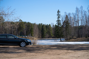 Rest on the lake with a car