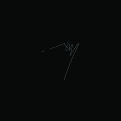 sm initial handwriting black background