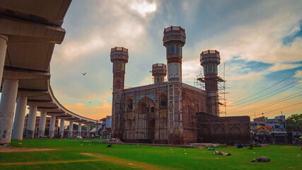 Chauburji, Lahore, Pakistan - October, 12, 2019: Also called; Four Towers, a Mughal monument built by Shah Jahan acted as a gateway to large Garden, built in 1646, constructed in honor of Zeb-un-Nisa.