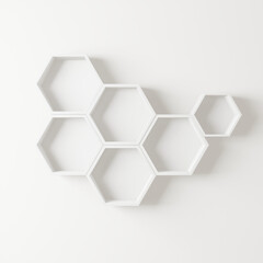 white Hexagon shelf copy space for mock up ,isolated background