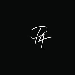 PA handwritten logo for identity black background