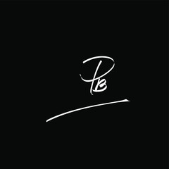PB handwritten logo for identity black background