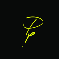 Pp initial handwriting black background