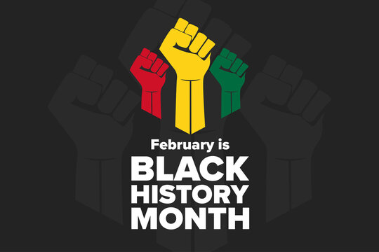 February is National Black History Month. Holiday concept. Template for background, banner, card, poster with text inscription. Vector EPS10 illustration.