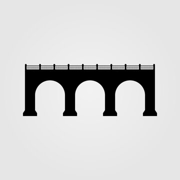 Bridge silhouette icon illustration. Cultural architecture symbol.
