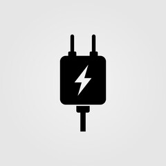 Charging adapter icon. Electronic device power adapter symbol.