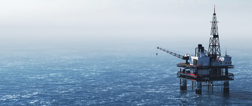 Offshore drilling rig on the sea. Oil platform