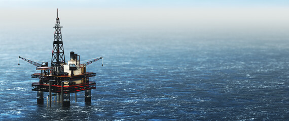 Offshore drilling rig on the sea. Oil platform
