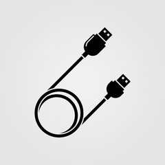 Usb cable icon for mobile device charge, data transfer.