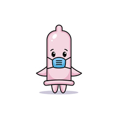Cute condom mascot in Valentine's day