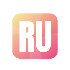 RU Letter Logo Design With Simple style