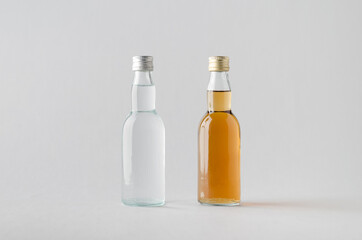Fototapeta na wymiar Miniature Spirits / Liquor Bottle Mock-Up - Two Bottles