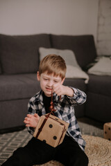 Boy in Christmas Studio