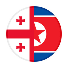 round icon with georgia and north korea flags	
