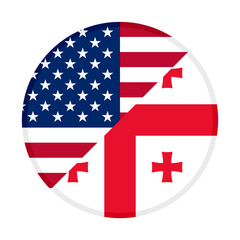 round icon with united states and georgia flags	
