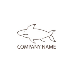 shark logo simple outline design vector illustration template