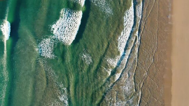 Overhead Shot of Waves at Costa da Caparica beach, Portugal