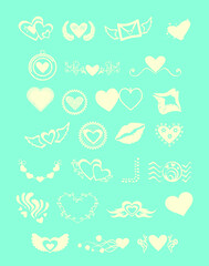 vector works hearts and valentine