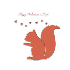 Valentines day greetings card with hearts and cute scuirrel love, vector illustration