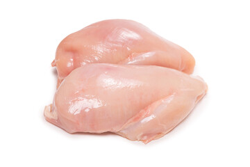 Raw chicken fillet isolated on white background.