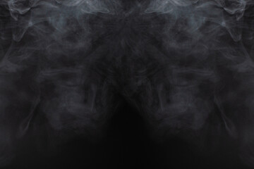 White steam on a black background.