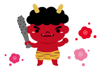 節分イラスト02【赤鬼】