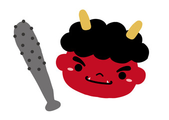 節分イラスト05【赤鬼】