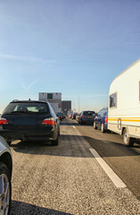 Waiting cars for a closed bridge