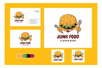 junk food logo design and business card