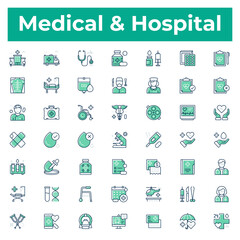 Medical and hospital (helthcare) icon set