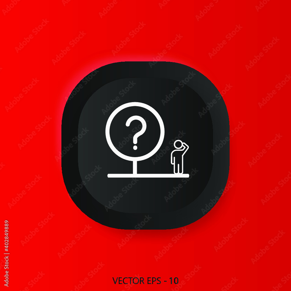 Poster problems on square blackinternet button original illustration. red background.