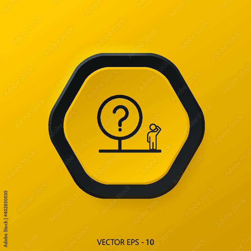 Poster problems icon. outline brain power icon for web design isolated on yellow background