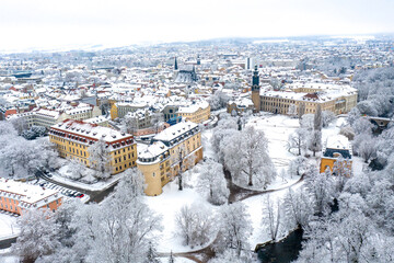 Verschneites Weimar auf der Luft