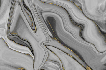 abstract black and gray liquid background with gold