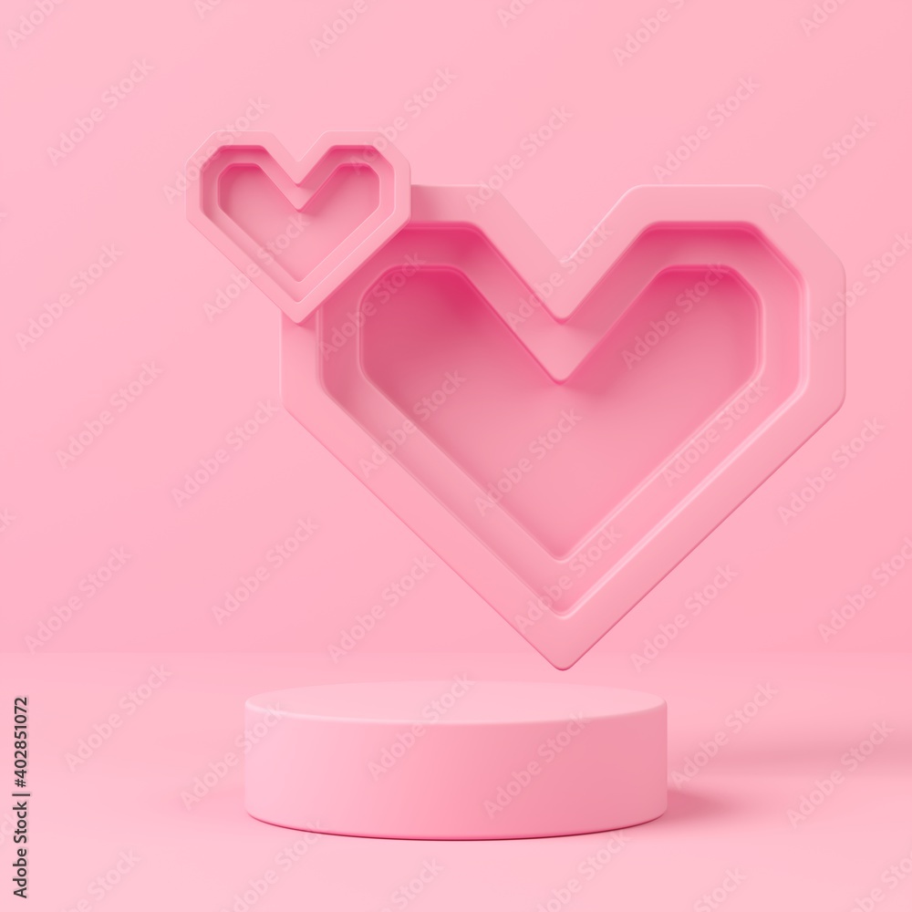 Poster abstract background minimal style for branding product presentation on valentine's day. mock up scen