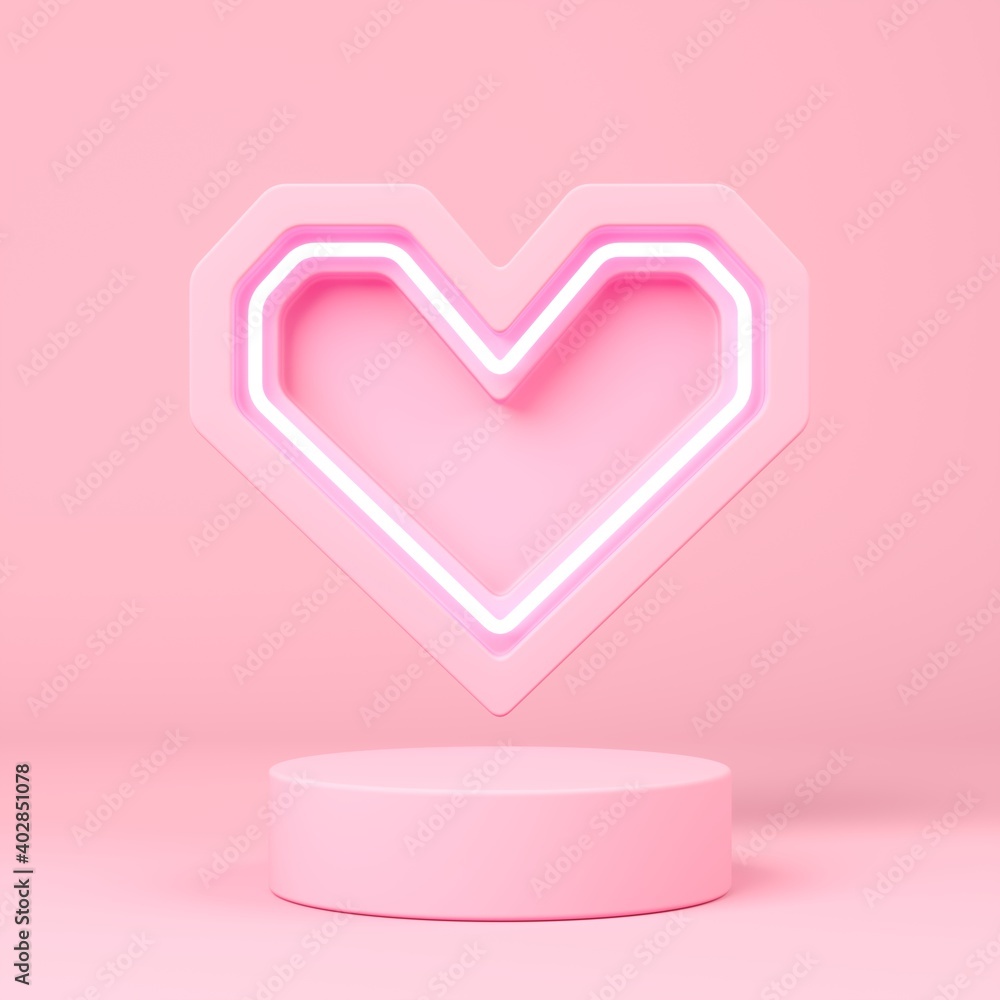 Poster abstract background minimal style for branding product presentation on valentine's day. mock up scen