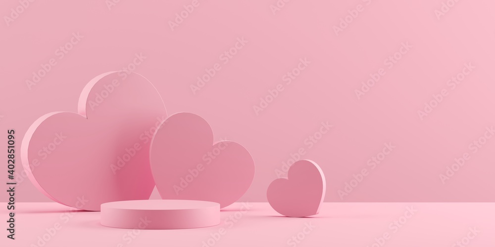 Poster abstract background minimal style for branding product presentation on valentine's day. mock up scen