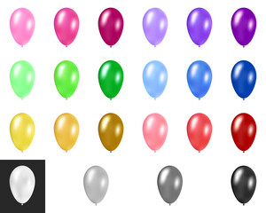 22 piece balloon big set on white isolated background. Several shades, vector illustration.