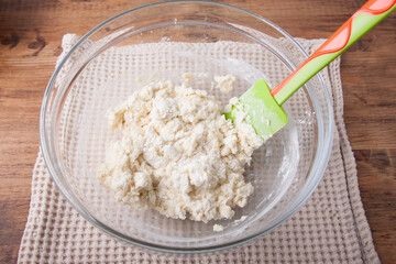 Kneading dough with a spatula
