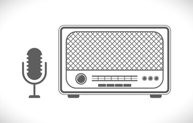 old radio and retro microphone