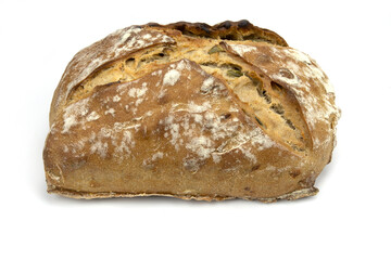 miche de pain aux céréales isolée sur un fond blanc