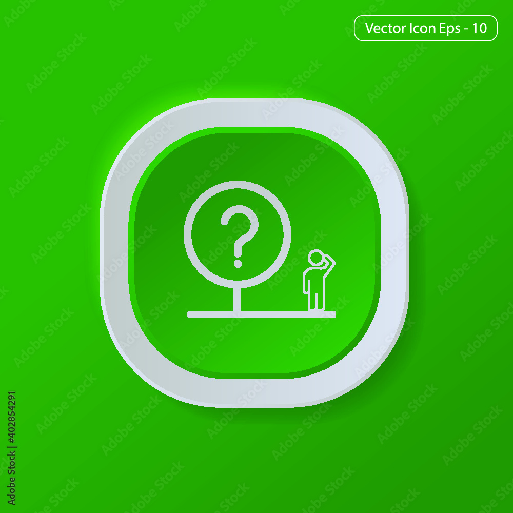 Poster problems concept line on square green internet button original illustration. green background.