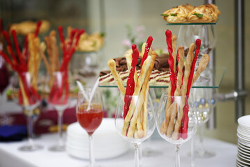 Banquet. Close view on table set for celebration