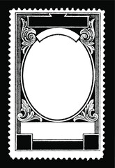 Isolated postage stamp border isolated with copy space. White on black background. Vector
