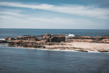 Essaouira Ramparts aerial panoramic view in Essaouira, Morocco. Essaouira is a city in the western...